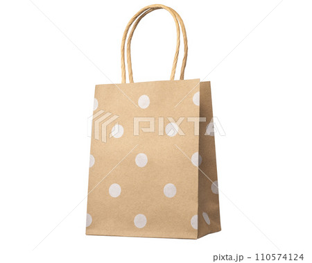 水玉模様のある茶色い紙袋 110574124