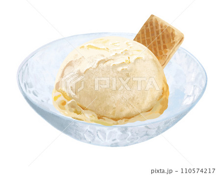 バニラアイス（ガラスの器、ウエハース付き 110574217
