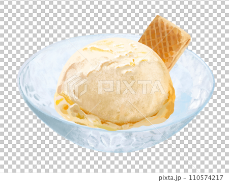 バニラアイス（ガラスの器、ウエハース付き 110574217