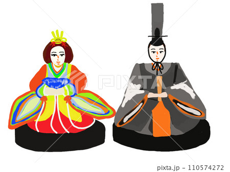 手書き風のひな人形 110574272