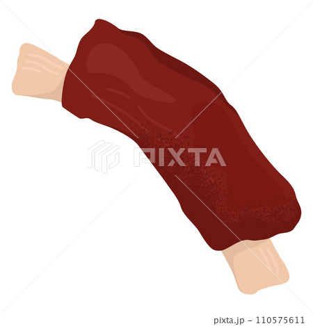 Cartoon melting popsicle with red topping and bite mark. Summer treat with drip details. Delicious dessert theme vector illustration. 110575611
