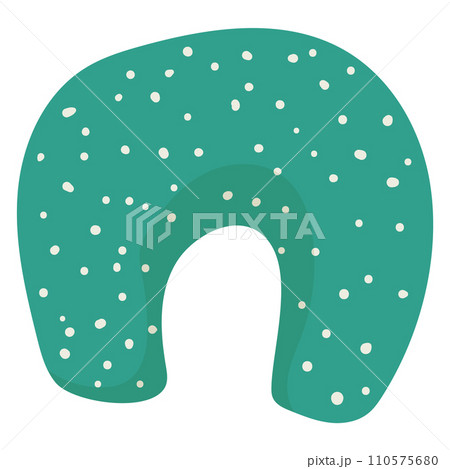 Green speckled neck pillow for travel comfort. Supportive U-shaped travel accessory vector illustration. 110575680