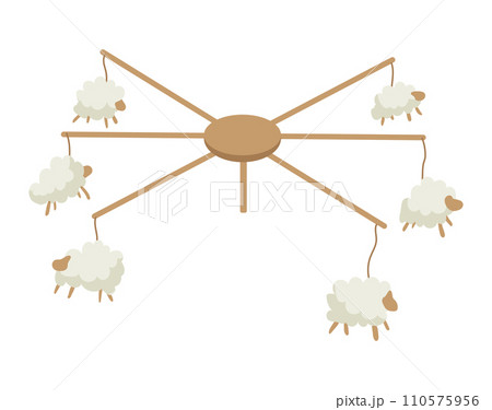 Simple stylized vector of sheep connected by lines to a central point. Connection concept with farm animals, network structure vector illustration. Simple stylized vector of sheep connected by lines to a central point. Connection concept with farm animals, network structure vector illustration. 110575956