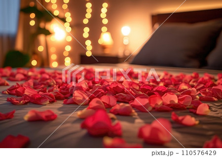 AI-generated content. Rose Petals Pathway. Romantic background. Generative AI 110576429