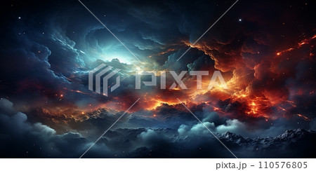 Night sky - Universe filled with stars, nebula and galaxy 110576805