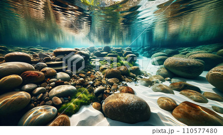 清流の水中写真 AI生成画像 清流の水中写真 AI生成画像 110577480