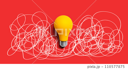 Clarifying complex ideas theme with light bulb Clarifying complex ideas theme with light bulb 110577875
