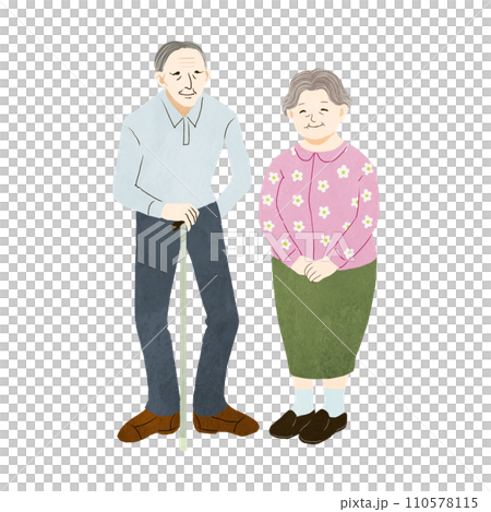 優しげなおじいちゃんとおばあちゃんのイラスト 優しげなおじいちゃんとおばあちゃんのイラスト 110578115