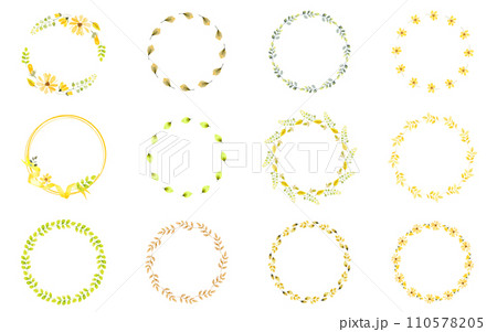 かわいい水彩調の植物フレームセット 110578205