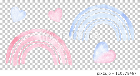 Pink and blue Rainbow set Watercolor illustration. Hand drawn clip art on white isolated background. Drawing of baby shower or birthday decorations. Painting of cartoon doodle for design of cards Pink and blue Rainbow set Watercolor illustration. Hand drawn clip art on white isolated background. Drawing of baby shower or birthday decorations. Painting of cartoon doodle for design of cards 110578467