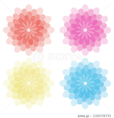色々な色のダリアの花のイラスト 110578735