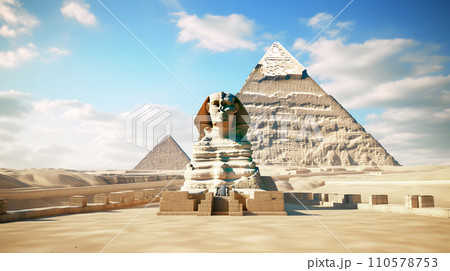 スフィンクスとピラミッド 110578753