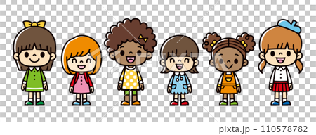 いろいろな人種の女の子たちのイラスト 110578782