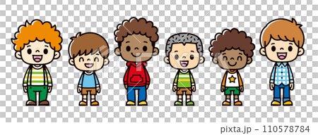 いろいろな人種の男の子たちのイラスト 110578784