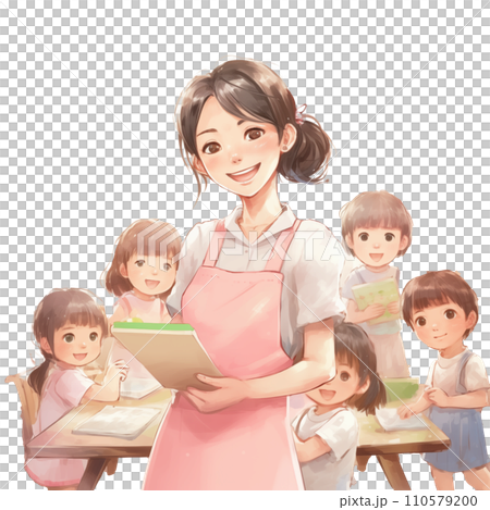 Pink apron nursery teacher 110579200