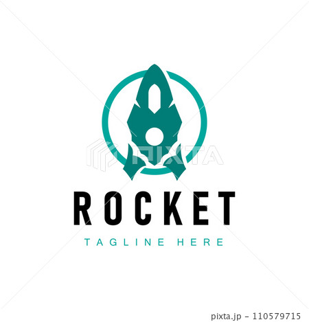 Rocket logo simple design silhouette brand space vehicle minimalist illustration template 110579715