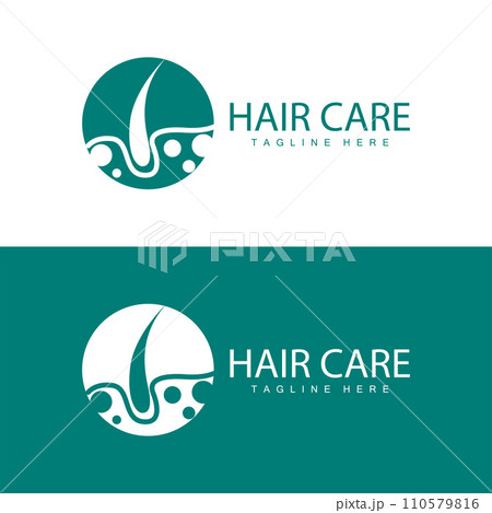 Hair care logo design simple hair skin care silhouette illustration vector template 110579816