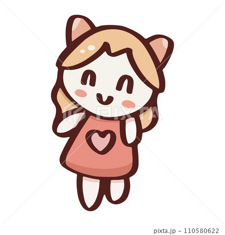 Cute happy girl doll pink pastel of Valentine's day and love anniversary. romantic items and love symbols. vector illustration. Cute happy girl doll pink pastel of Valentine's day and love anniversary. romantic items and love symbols. vector illustration. 110580622