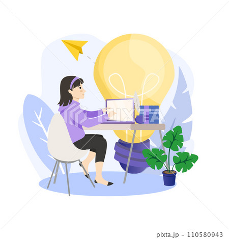 Creative process illustration. Designer concept. Art director working on media content. Creative process, digital drawing and design for product promotion. Flat illustration vector Creative process illustration. Designer concept. Art director working on media content. Creative process, digital drawing and design for product promotion. Flat illustration vector 110580943