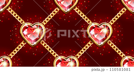 Red ruby heart shaped chain gold cage vector Red ruby heart shaped chain gold cage vector 110581081