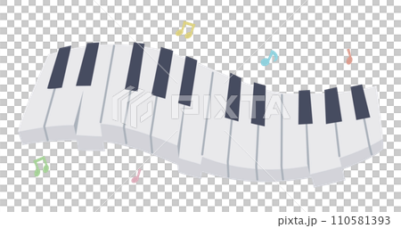Illustration of a piano playing a melody 110581393