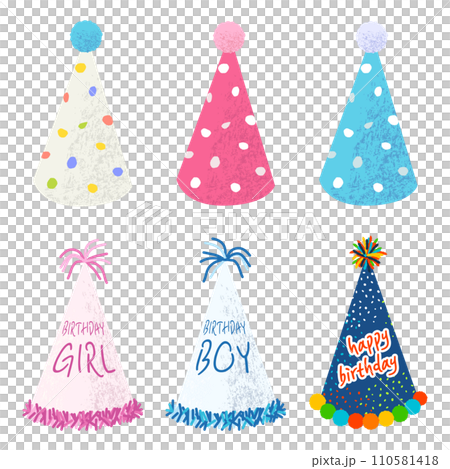 various birthday party hat illustrations 110581418
