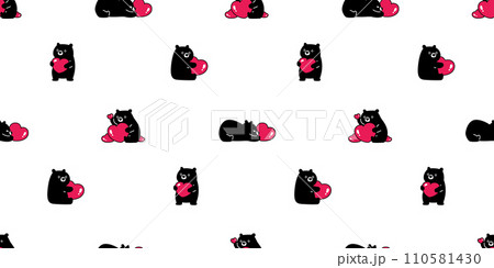 bear polar seamless pattern heart valentine vector black teddy pet cartoon doodle gift wrapping paper tile background repeat wallpaper illustration scarf isolated design 110581430