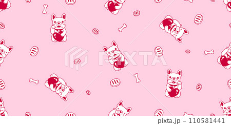 dog seamless pattern french bulldog heart valentine bone vector lucky cat maneki neko pet cartoon doodle tile background gift wrapping paper repeat wallpaper illustration scarf isolated design dog seamless pattern french bulldog heart valentine bone vector lucky cat maneki neko pet cartoon doodle tile background gift wrapping paper repeat wallpaper illustration scarf isolated design 110581441