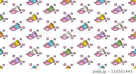duck seamless pattern heart valentine rubber duck chicken bird cartoon vector pet tile wallpaper gift wrapping paper scarf isolated doodle animal farm repeat background illustration design 110581443