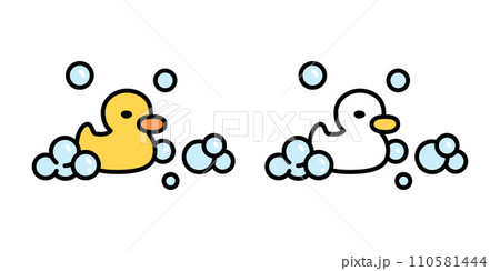 duck vector shower soap bubble icon bathing scarf logo cartoon character yellow rubber duck bird chicken symbol doodle isolated illustration design 110581444