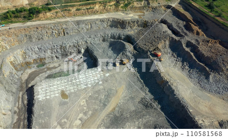 Extraction of granite. Open cast mine. Stone Quarrying. Granite quarry. Extraction of granite. Open cast mine. Stone Quarrying. Granite quarry. 110581568