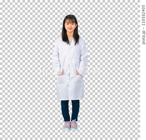 Girl in a white coat - Hand-cut transparent background photo PNG 110582405