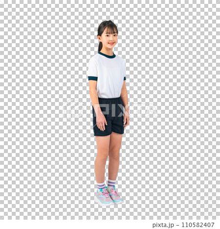 体操服を着た女の子 手作業で精密に切り抜いた背景透過写真PNG 体操服を着た女の子 手作業で精密に切り抜いた背景透過写真PNG 110582407
