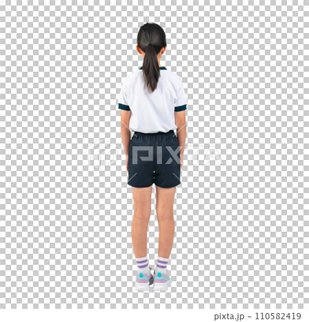 体操服を着た女の子の後ろ姿 手作業で精密に切り抜いた背景透過写真PNG 体操服を着た女の子の後ろ姿 手作業で精密に切り抜いた背景透過写真PNG 110582419