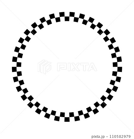 Circle checkers frame. Round pattern border black and white. Ornament for photo, winner and racing. Vector isolated element on white background. Circle checkers frame. Round pattern border black and white. Ornament for photo, winner and racing. Vector isolated element on white background. 110582979