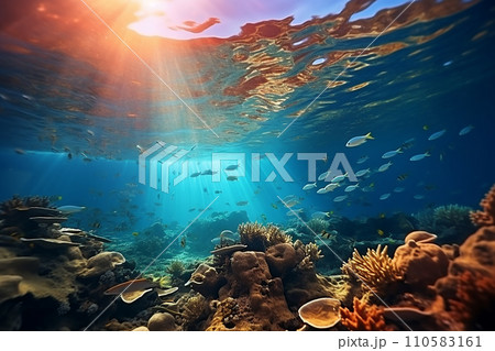 Generative AI underwater landscape with a coral reef 110583161