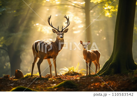 Generative AI a deer and a doe in the clearing 110583542