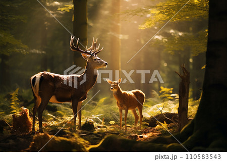 Generative AI a deer and a doe in the clearing 110583543