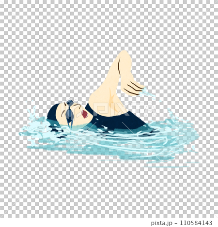 Illustration of a person swimming in a crawl 110584143