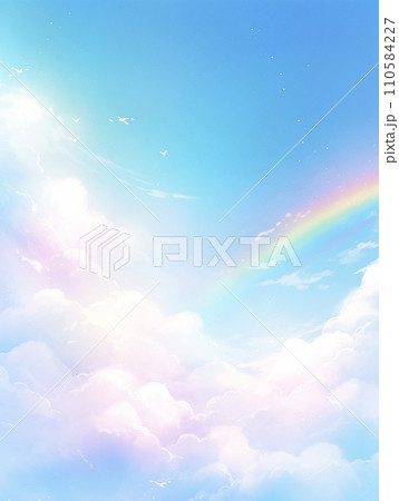 空にかかる虹と雲の背景　AI画像 110584227