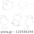 シンプル猫の線画セット 110584294