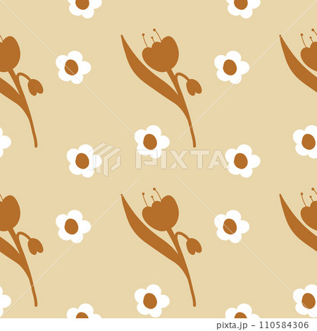 Floral pattern in boho style, minimalism. Pattern with wildflowers Floral pattern in boho style, minimalism. Pattern with wildflowers 110584306