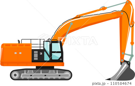 Excavator Icon in Flat Style. Vector Illustration 110584674