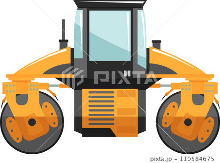 Road Roller Compactor Icon in Flat Style. Vector Illustration 110584675