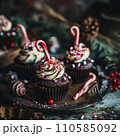 AI-generated content. Christmas cupcakes decorated with candy 110585092
