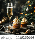 AI-generated content. Christmas cupcakes decorated with candy 110585096