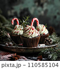 AI-generated content. Christmas cupcakes decorated with candy 110585104