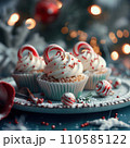 AI-generated content. Christmas cupcakes decorated with candy 110585122