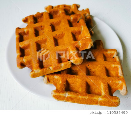Viennese waffles on white. 110585499