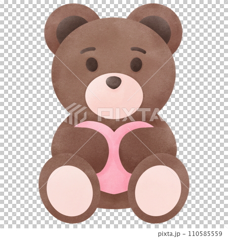 Brown teddy bear hugs pink heart watercolor clip art 110585559